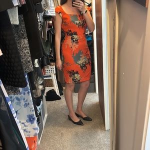 Orange floral cocktail dress - Anthropologie